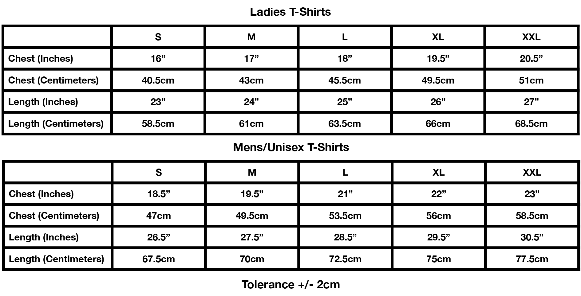 T-Shirt Size Guide